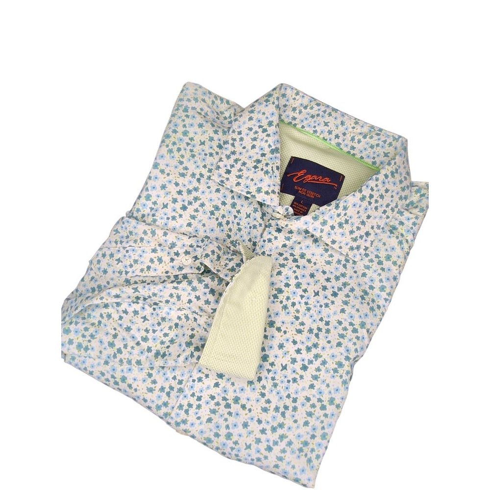 Egara Slim Fit Sport Shirt Green Floral sz Large